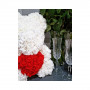 Medvídek z růží 40 cm, bílý s červeným srdcem SPRINGOS ROSE BEAR