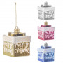 Vánoční ozdoby - Dárečky Merry Christmas barevné, 7cm, sada 4ks