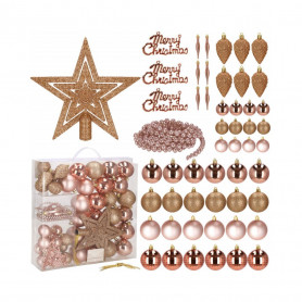 Maxi 51 dílná sada vánočních ozdob zlato-růžová