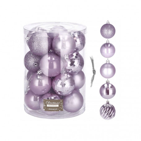 Vánoční baňky světle fialové mix - 6cm, sada 20ks