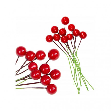 Vánoční jeřabiny červené sada 10ks