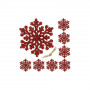 Vánoční ozdoby - Sněhové vločky se třpytkami 8cm, červené, sada 8ks