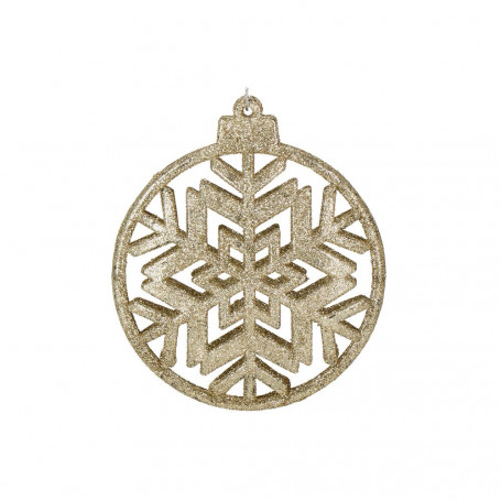 Vánoční ozdoba - Sněhová vločka se třpytkami 12cm, zlatá