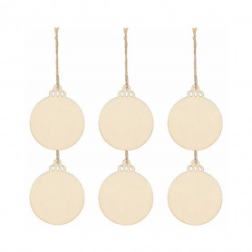 Vánoční dřevěné ozdoby - sněhová koule, sada 6ks