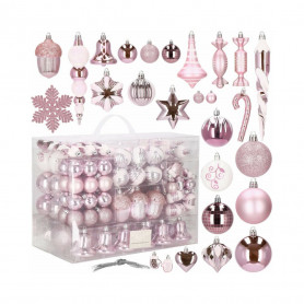 Maxi 155 dílná sada vánočních ozdob bílo-růžová