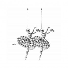 Vánoční ozdoby - Baletky, stříbrné, sada 2ks