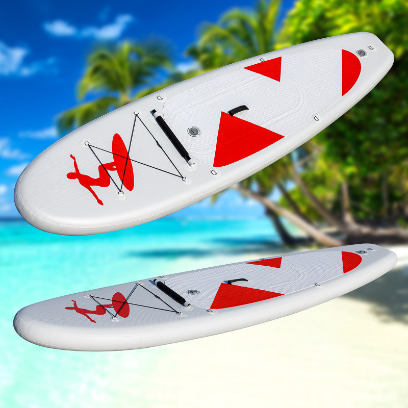 DEMA Stand-Up Paddleboard nafukovací s příslušenstvím do 120 kg, 320x84 cm, červeno-bílý 17686D