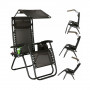 Zahradní polohovací křeslo se stříškou SPRINGOS ZERO GRAVITY černo-hnědé