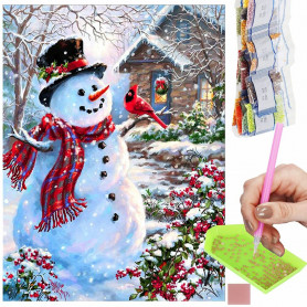 Diamantové malování 40x30 cm, Sněhulák Springos ART
