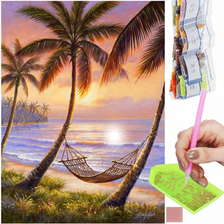 Diamantové malování 40x30 cm, Pláž Springos ART