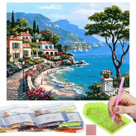 Diamantové malování 40x30 cm, Pobřeží Itálie Springos ART