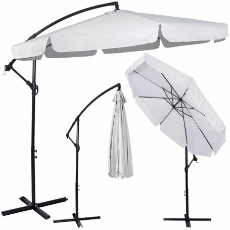 Zahradní slunečník 300 cm, světle šedý SPRINGOS EXCLUSIVE