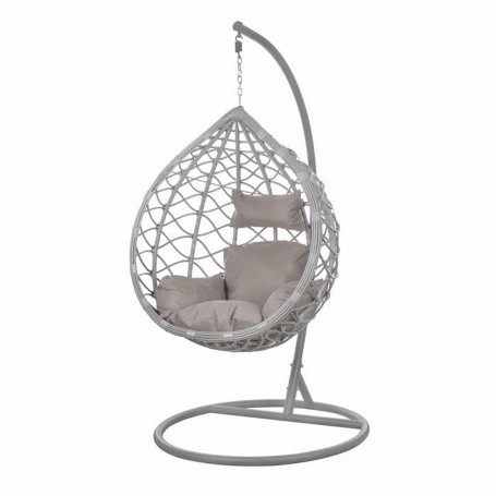 Houpací křeslo se stojanem SPRINGOS BEATA PREMIUM šedé + světle šedé polštáře