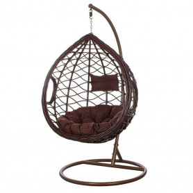 Houpací křeslo se stojanem SPRINGOS BEATA PREMIUM XXL hnědé + tmavě hnědé polštáře