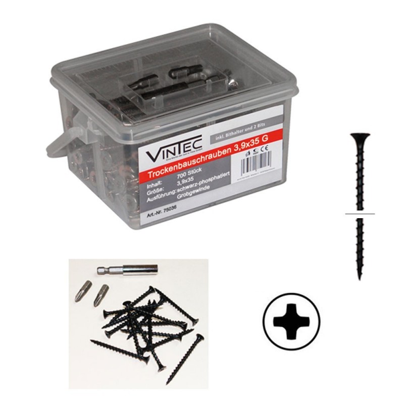 Vintec Šrouby do sádrokartonu 3,9x35 G, 700 ks 75036V