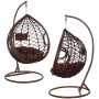 Houpací křeslo se stojanem SPRINGOS BEATA PREMIUM XXL hnědé + tmavě hnědé polštáře