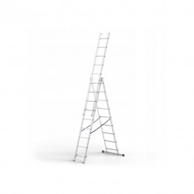 Hliníkový žebřík 3x9 příček třídílný DRABEST DW3-9 BASIC