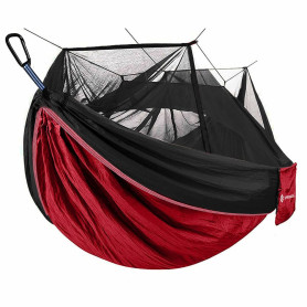 Hamaka s moskytiérou 260x140 cm, červená SPRINGOS AMAZON