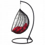 Houpací křeslo se stojanem SPRINGOS BEATA XXL černé + červené polštáře