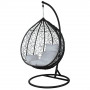 Houpací křeslo se stojanem SPRINGOS BEATA černé + světle šedé polštáře