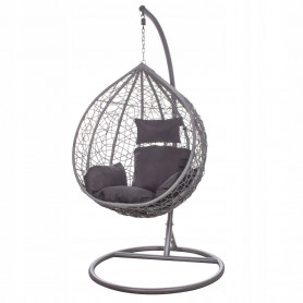 Houpací křeslo se stojanem SPRINGOS BEATA XXL šedé + tmavě šedé polštáře