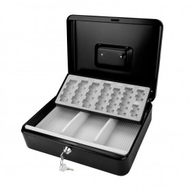 Kovová pokladnička s mincovníkem 30x24x9 cm DGK 300, černá