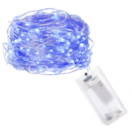 LED řetěz Nano 1 m, 10 LED, 2x AA, modrá