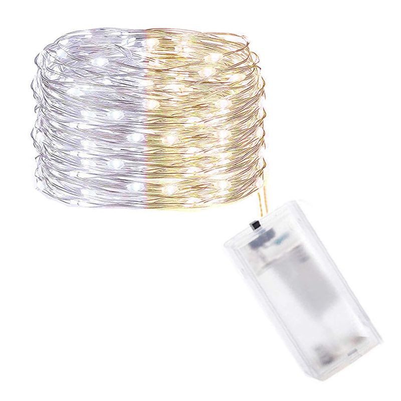 SPRINGOS LED řetěz Nano Duo 2 m, 20 LED, 2x AA, bílá/zlatá CL0012