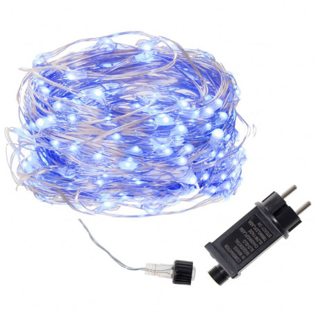 LED řetěz Nano 20 m, 200 LED, IP44, 8 světelných módů, modrá