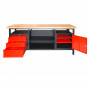 Pracovní stůl se zásuvkami, skříňkou s dvířky a odkládacím prostorem XXL2000, antracit/červená
