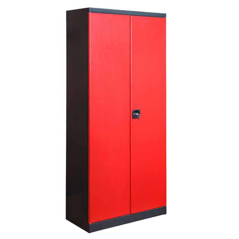 DEMA Kovová skříň se zásuvkami 78x38x192 cm, antracit / červená 40873D