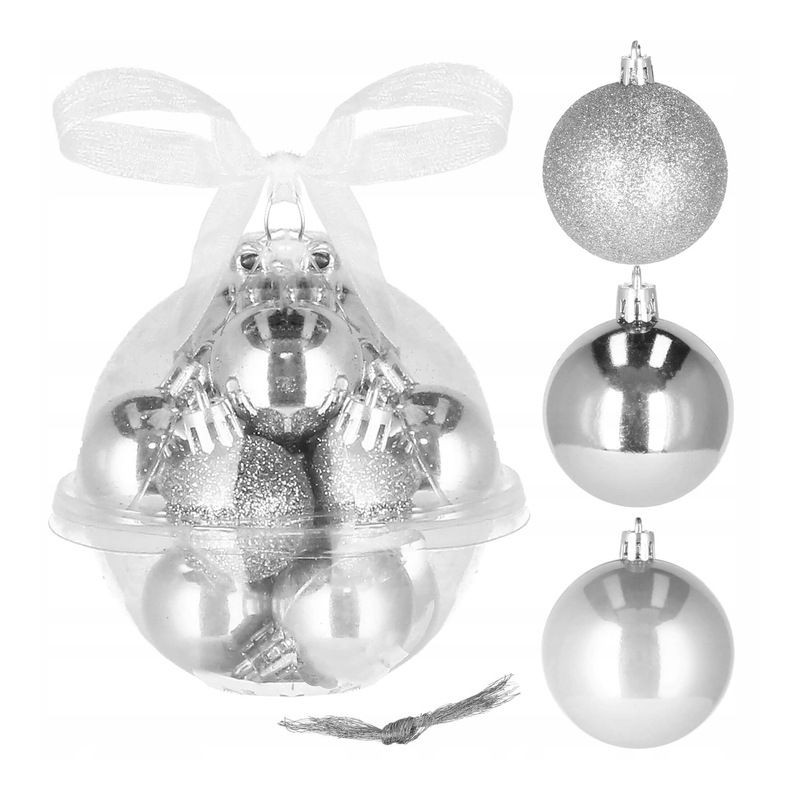 SPRINGOS Vánoční koule mix 3 cm stříbrné, 12-dílná sada CA0171