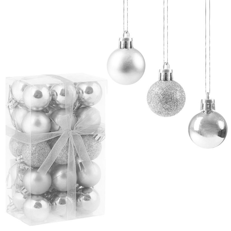 SPRINGOS Vánoční koule mix 3 cm stříbrné, 30-dílná sada CA0010