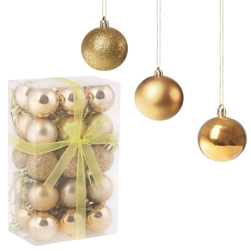 SPRINGOS Vánoční koule mix 3 cm zlaté, 30-dílná sada CA0013