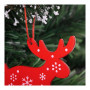 Vánoční ozdoba dřevěná Sobík s vločkou červená 6,8 cm, 3 ks