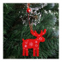 Vánoční ozdoba dřevěná Sobík s vločkou červená 6,8 cm, 3 ks