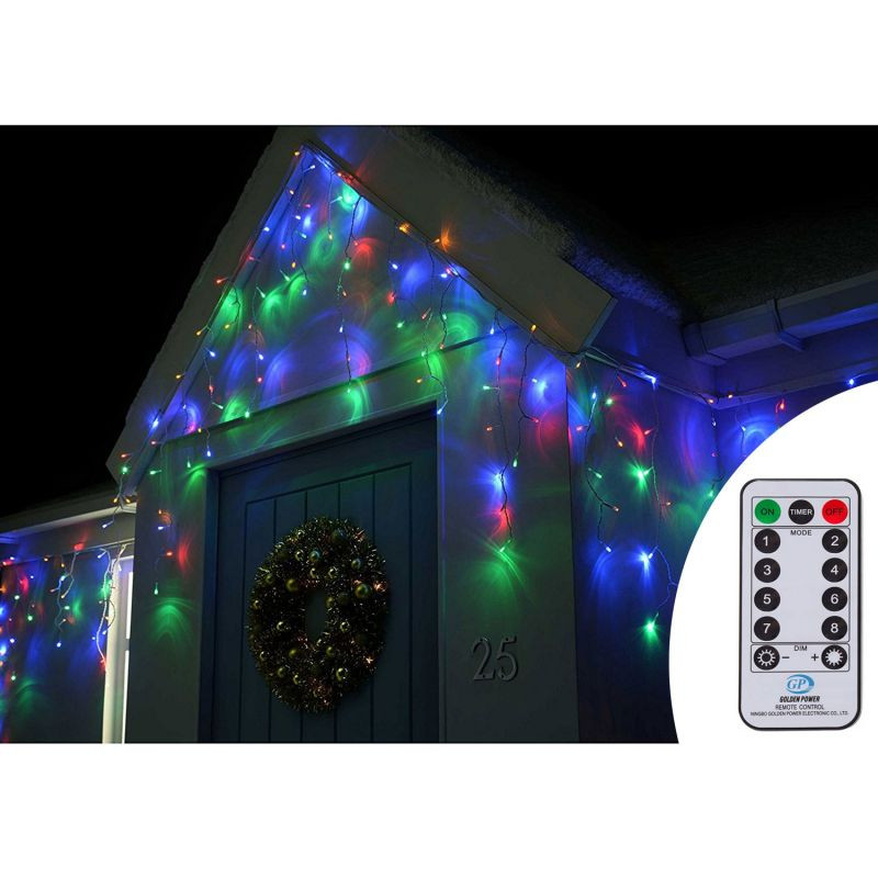 SPRINGOS LED krápníky 14,5 m, 300 LED, IP44, 8 světelných módů s ovladačem, multicolor CL0307