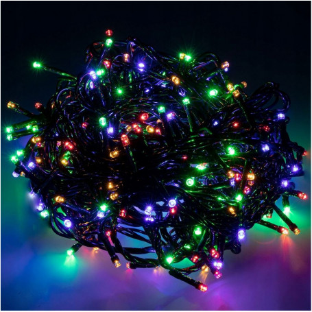 LED světelný řetěz Mikro 27,5 m, 500 LED, IP44, 8 světelných módů, multicolor