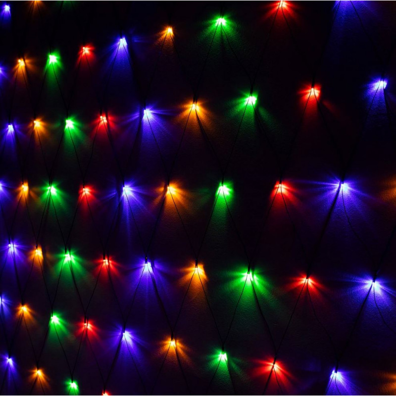 SPRINGOS LED světelná síť Mikro 2,6x2 m, 160 LED, IP44, 8 světelných módů, multicolor CL4014