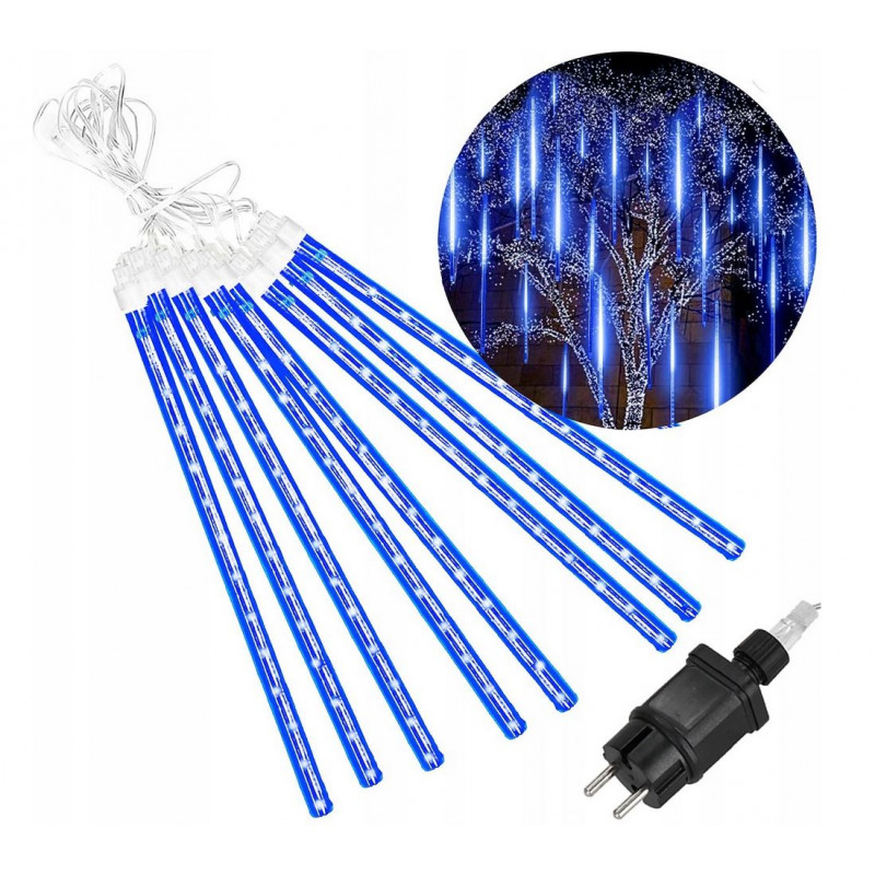 SPRINGOS LED světelný řetěz Meteor 3x0,3 m, 144 LED, IP44, modrá CL1215