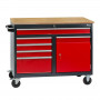 Pracovní stůl na kolech se zásuvkami a uzamykatelnou skříňkou RAL 7016/3000