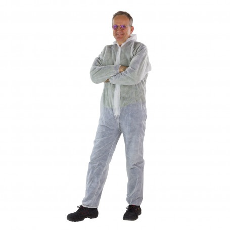 Jednorázový pracovní oblek bílý 40 g/qm PP, velikost XL