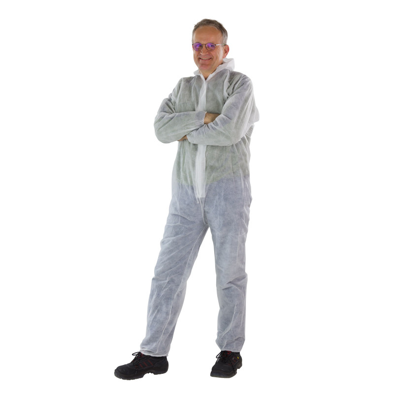 DEMA Jednodílný pracovní ochranný oblek bílý 40 g/qm PP, velikost M 15351D