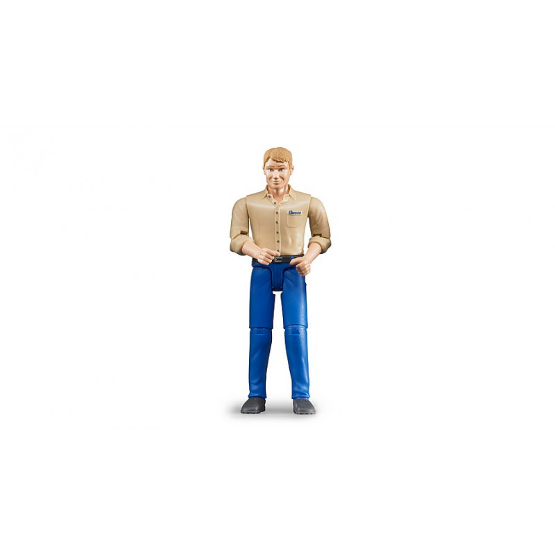 Bruder Figurka muž světlé pleti v modrých kalhotách 1:16 60006 11181D