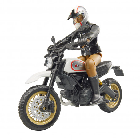 Motocykl Scrambler Ducati Desert Sled s jezdcem 1:16 63051