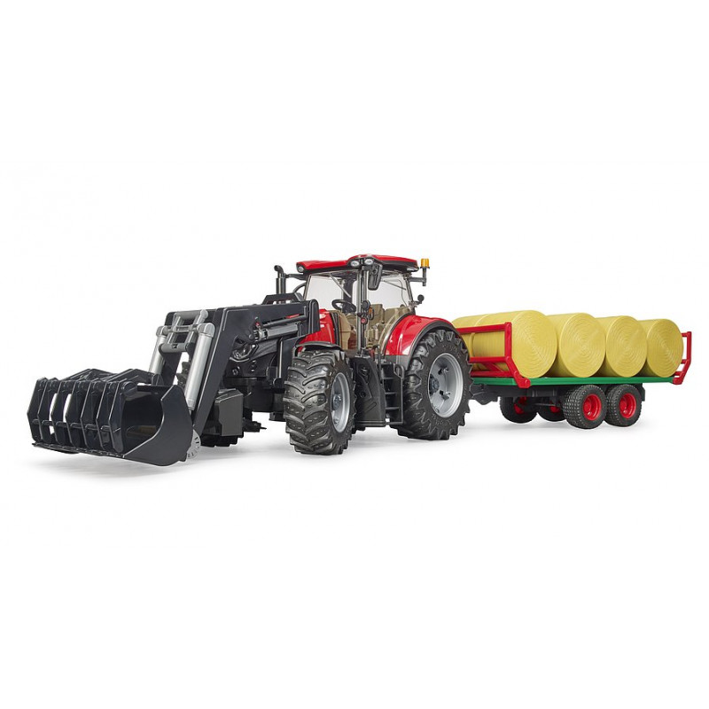 Bruder Traktor Case IH Optum 300CVX s předním nakladačem a přívěsem s 8 balíky 1:16 03198 12107D