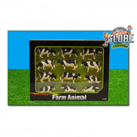 Krávy ležící a stojící černo-bílé 1:32, 12 ks