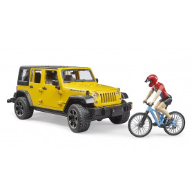 Terénní auto Jeep Wrangler Rubicon Unlimited s cyklistou a horským kolem 1:16 02543