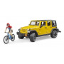 Terénní auto Jeep Wrangler Rubicon Unlimited s cyklistou a horským kolem 1:16 02543