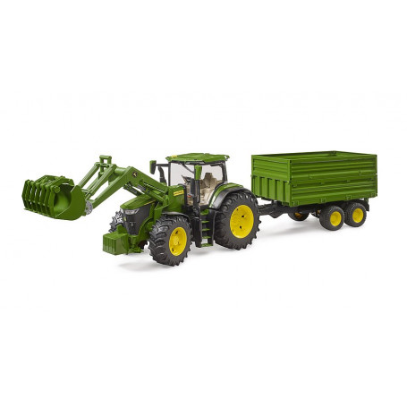 Traktor John Deere 7R350 s předním nakladačem a tandemovým přívěsem 1:16 03155